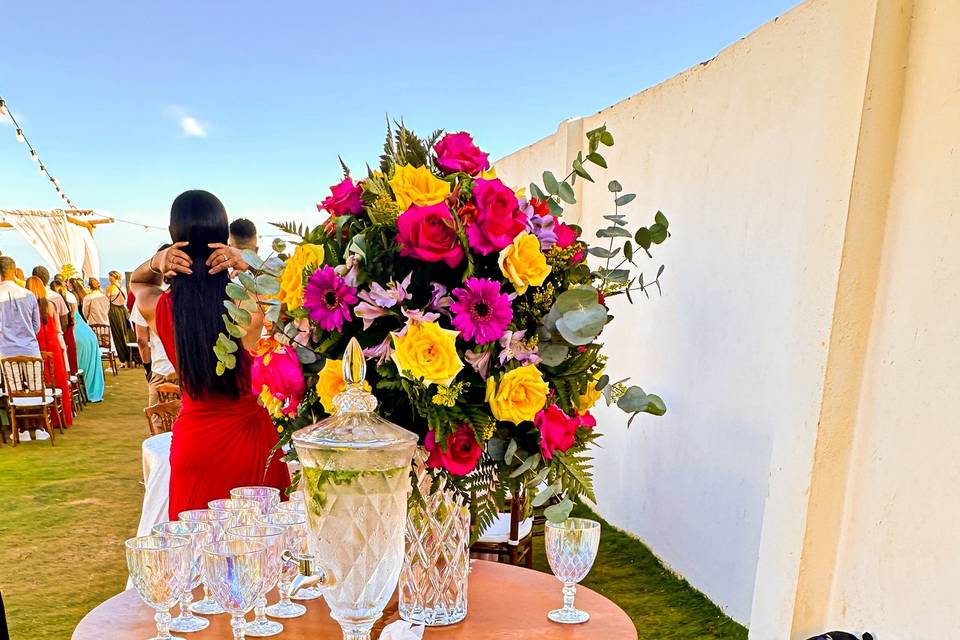 Mesa de águas aromatizadas