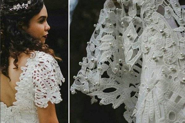 Pérolas costuradas à mão