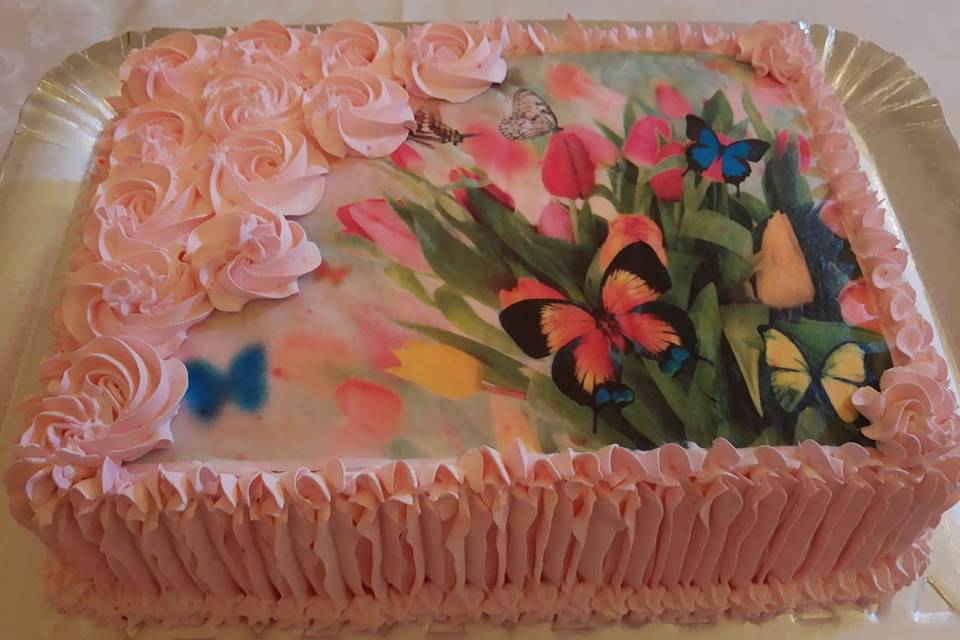 Bolo com papel de arroz