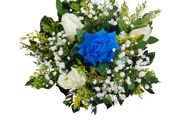 Buque de noiva Branco e azul