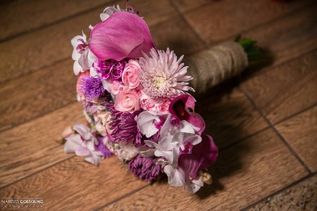 Buquê tons roxo, lilás e rosa