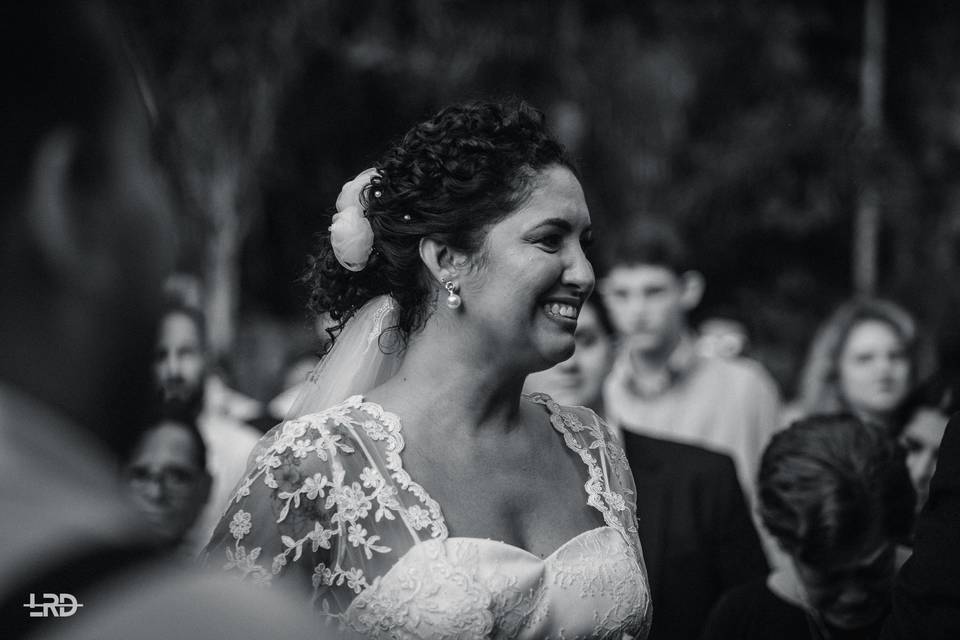 Um sorriso de felicidade