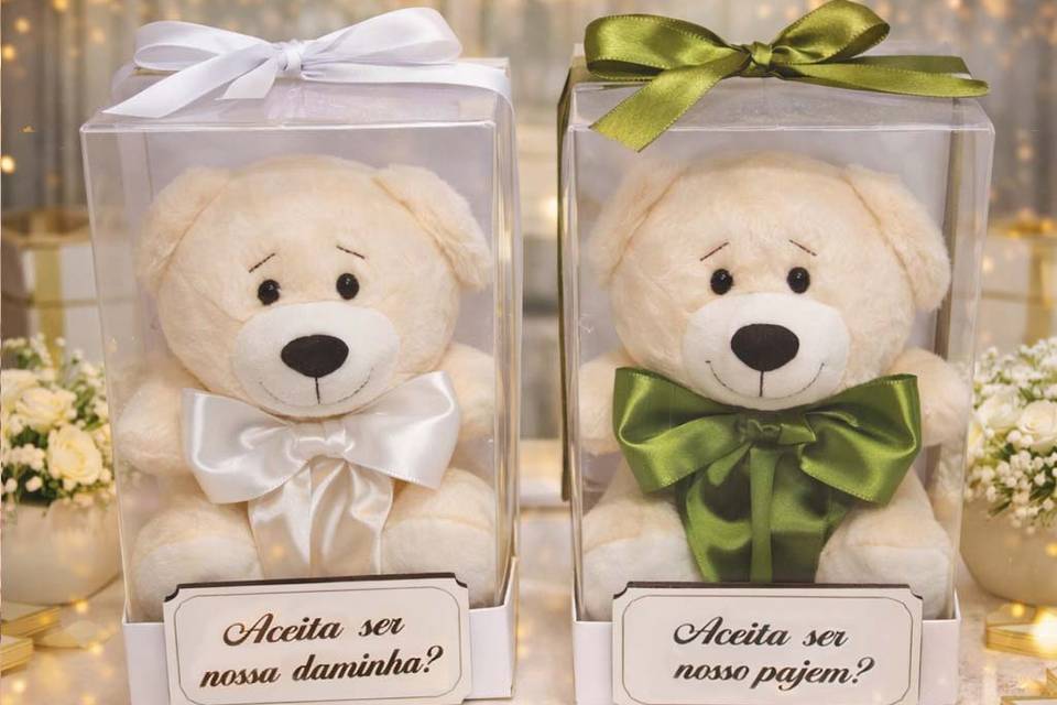 Kit 2  ursinhos branco e verde
