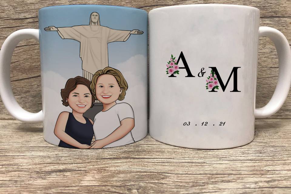 Caneca noivas letras