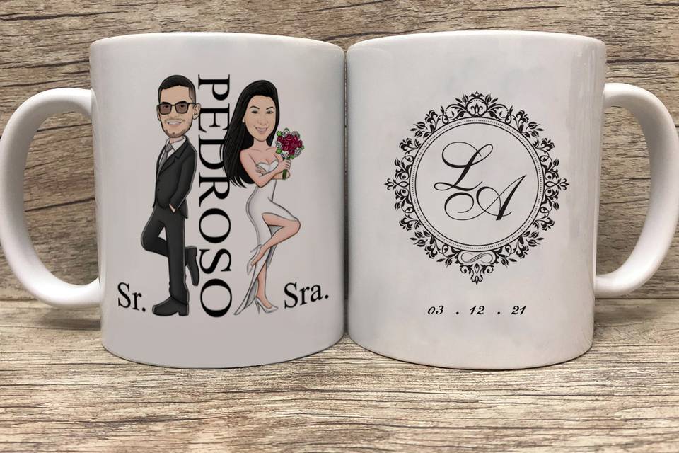 Caneca noivos monograma