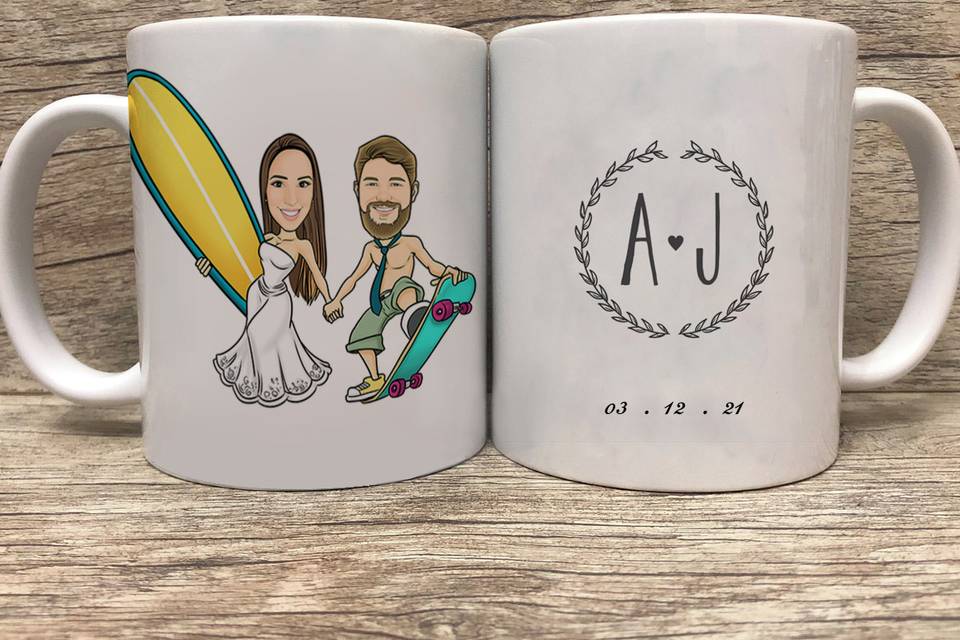 Caneca noivos surf