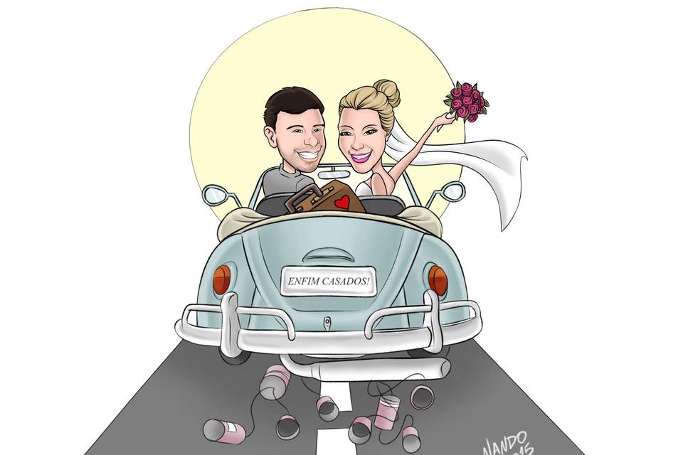 Caricatura casal + veículo