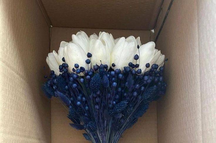 Buquê tulipa e flores secas
