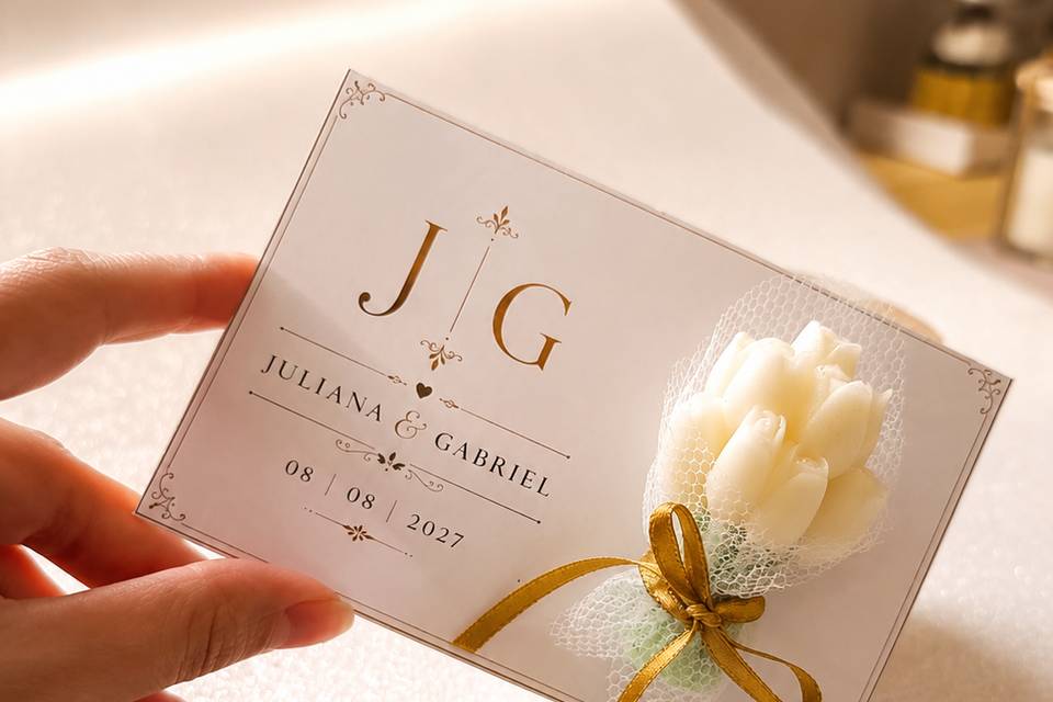 Cartão com vela personalizado