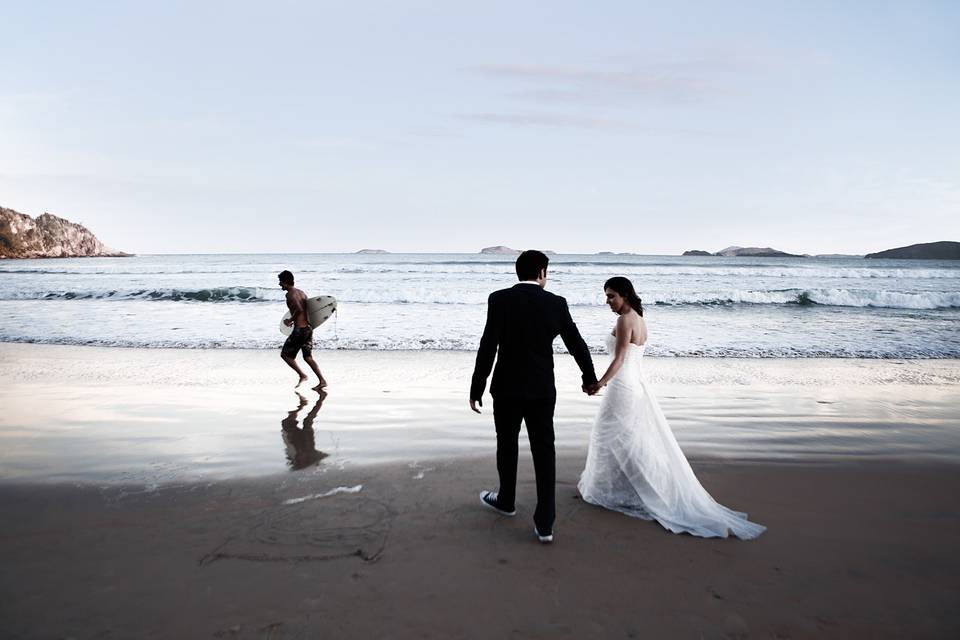 Ensaio pós-wedding na praia