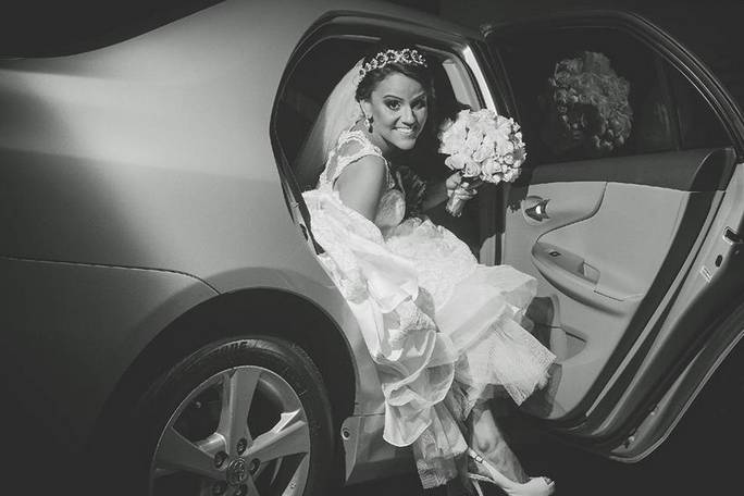 Chegada da noiva no carro