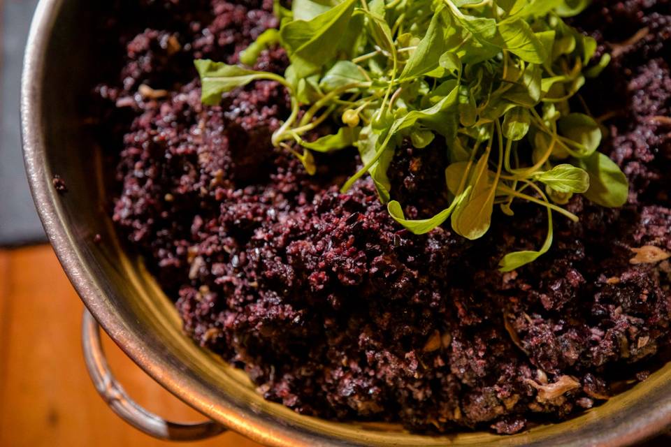 Arroz negro com cogumelos