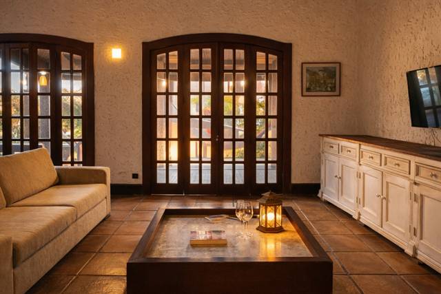 Sala de estar com varanda
