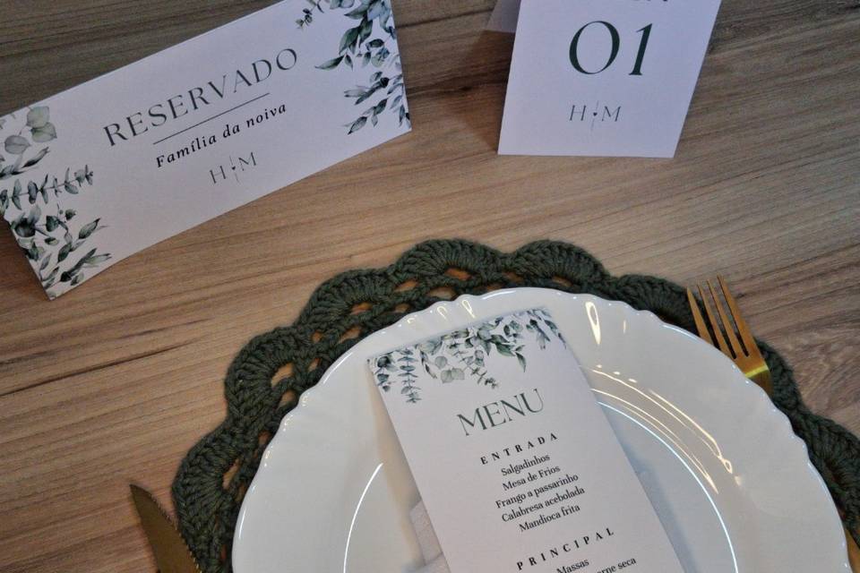 Menu, reservado e número