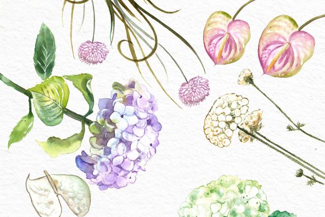 Flores em aquarela Casamento