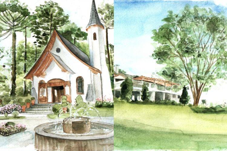 Aquarela de Paisagem Casamento
