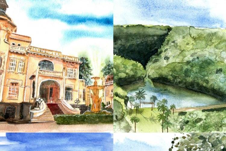 Aquarela de Paisagem Casamento