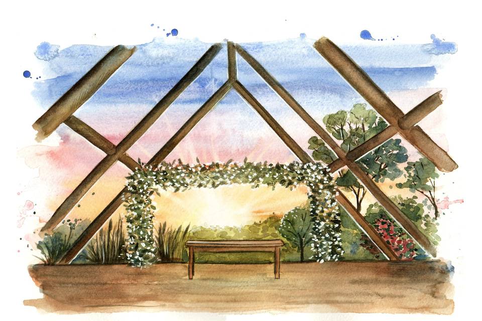 Aquarela de Paisagem Casamento