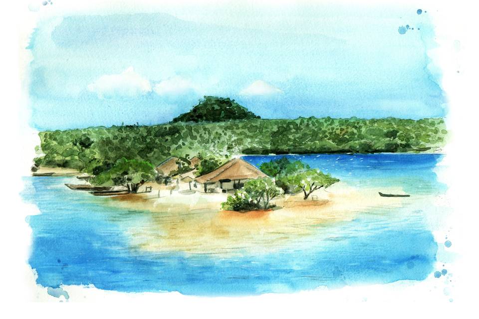 Aquarela de Paisagem Casamento