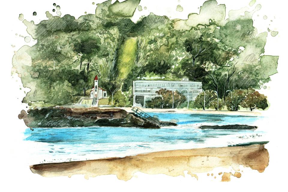 Aquarela de Paisagem Casamento