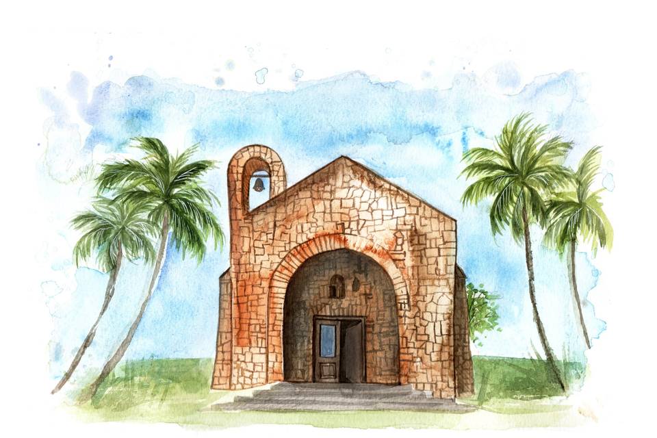 Aquarela de Paisagem Casamento