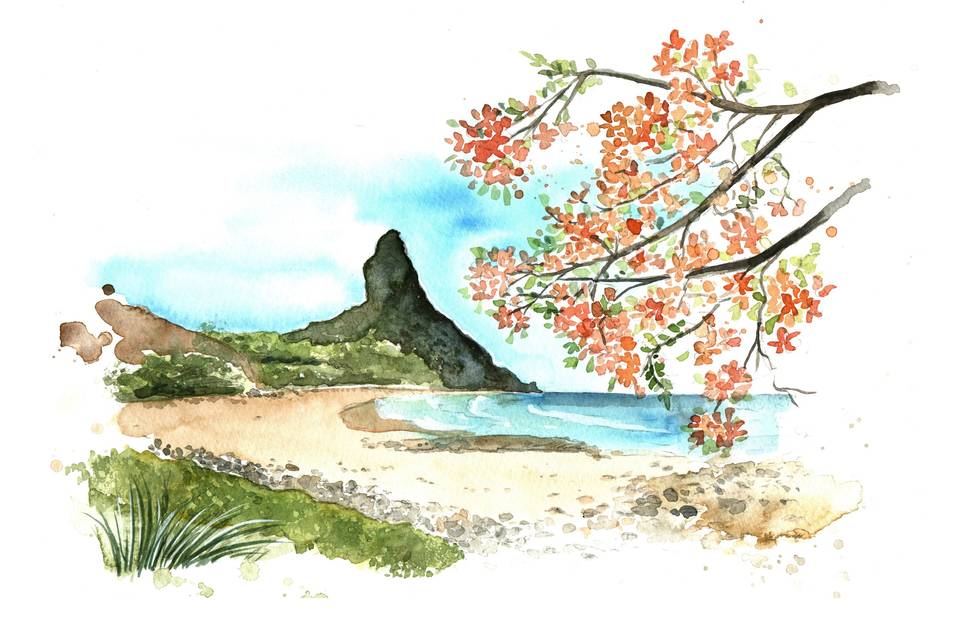 Aquarela de Paisagem Casamento