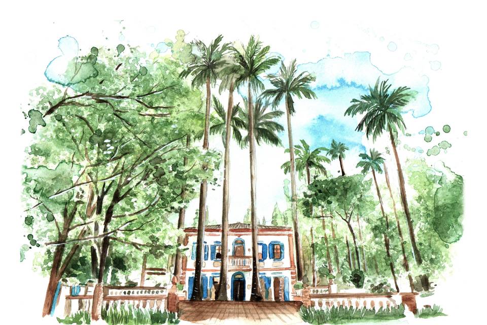 Aquarela de Paisagem Casamento