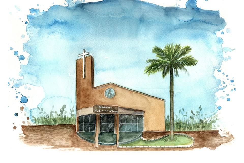 Aquarela de Paisagem Casamento