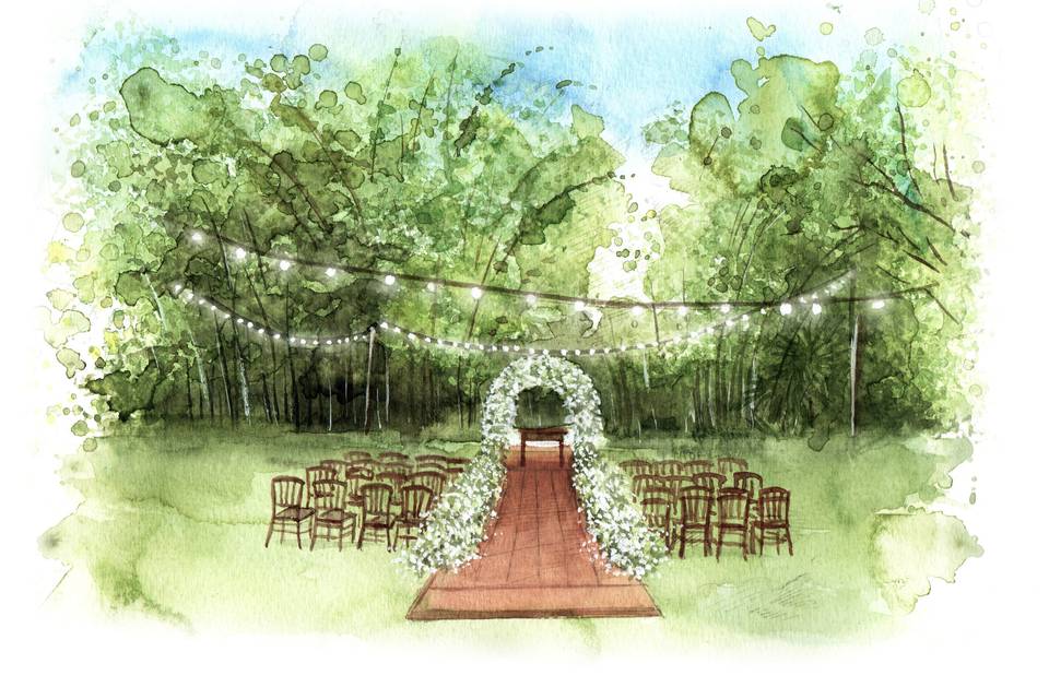 Aquarela de Paisagem Casamento