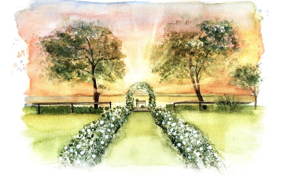 Aquarela de Paisagem Casamento