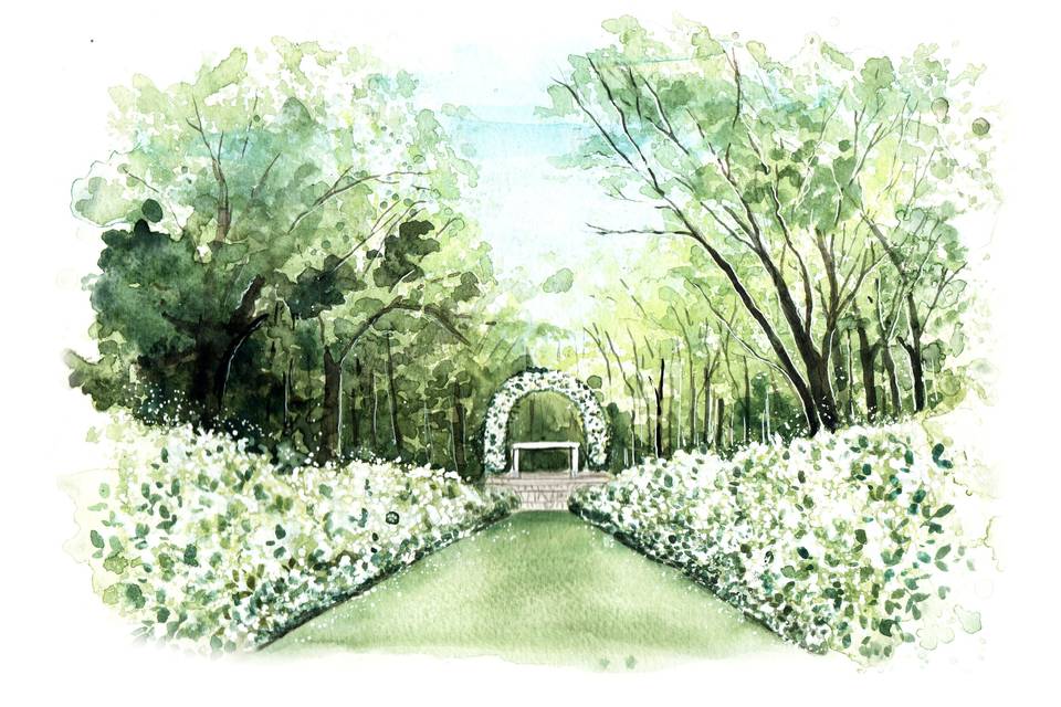 Aquarela de Paisagem Casamento