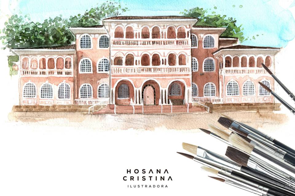 Aquarela de Paisagem Casamento