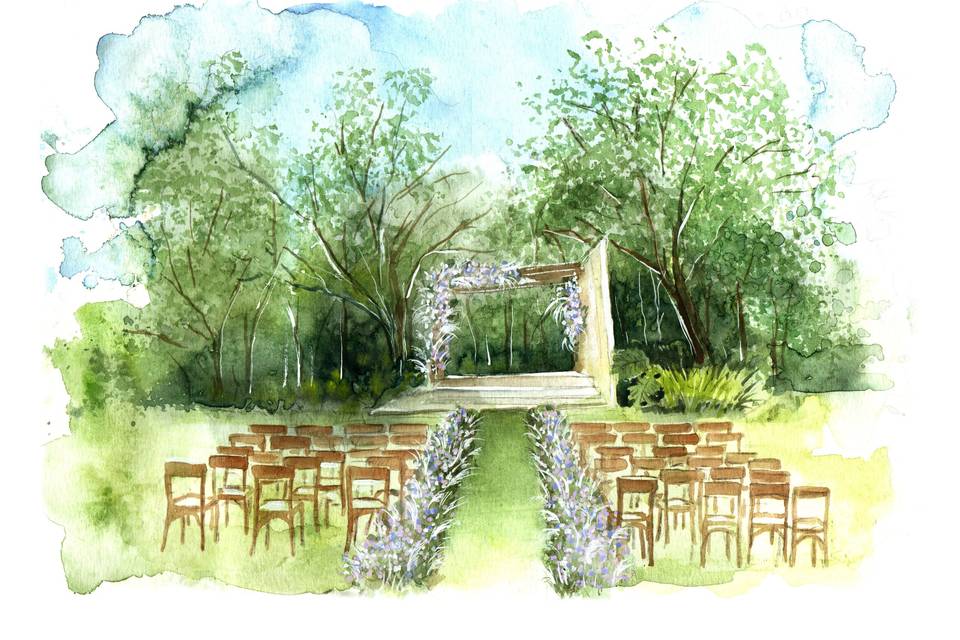 Aquarela de Paisagem Casamento
