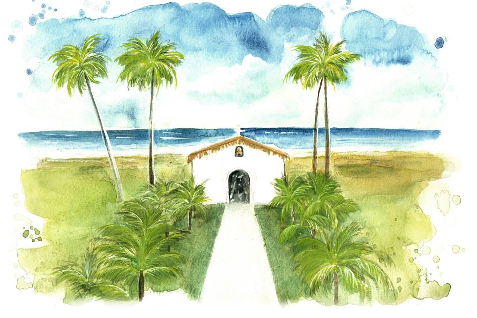 Aquarela de Paisagem Casamento