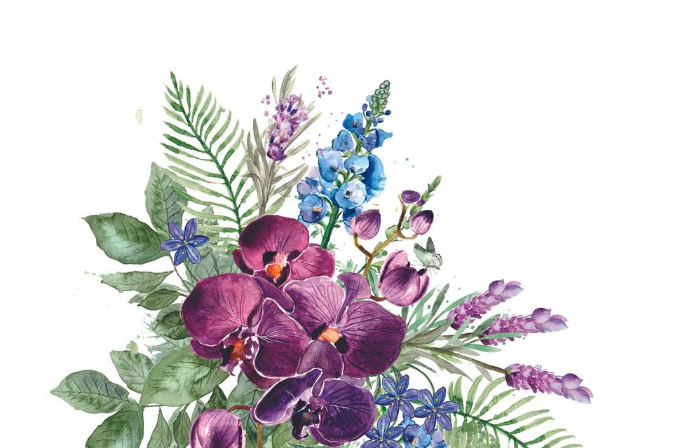 Aquarela de Flores Casamento