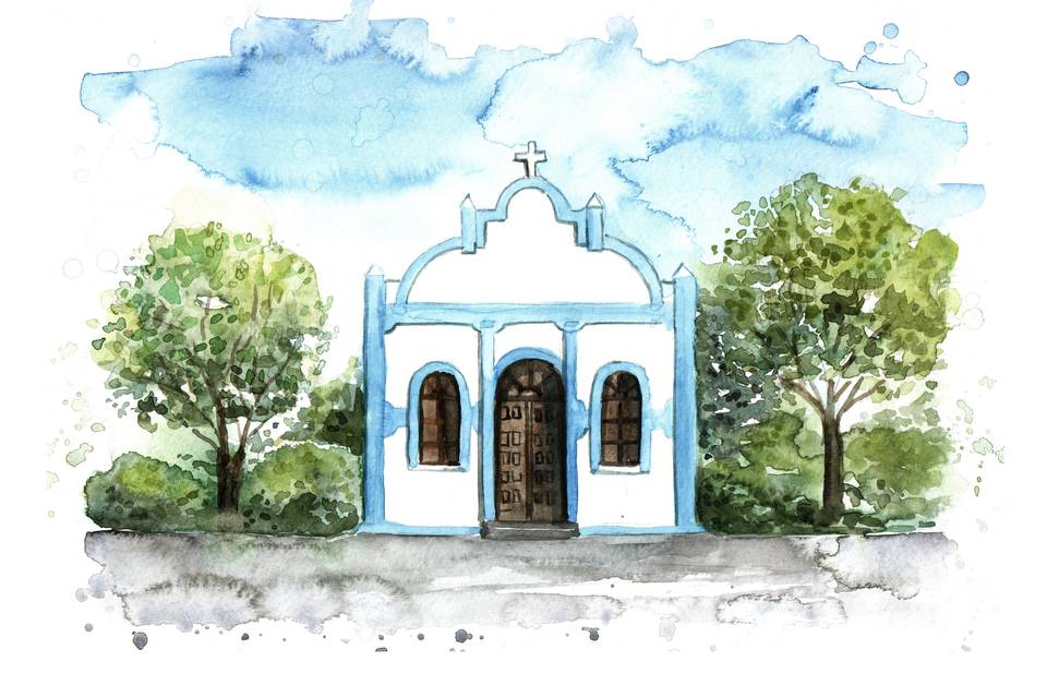 Aquarela de Paisagem Casamento