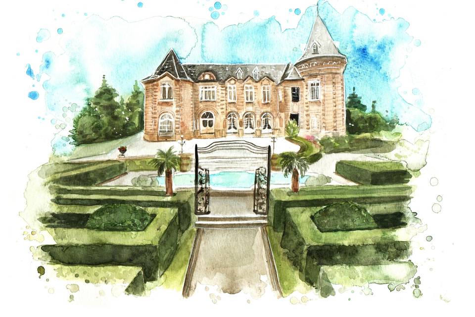 Aquarela de Paisagem Casamento