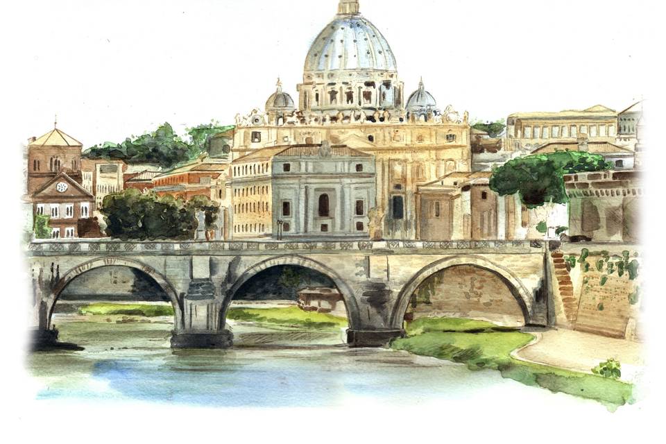 Aquarela de Paisagem Casamento