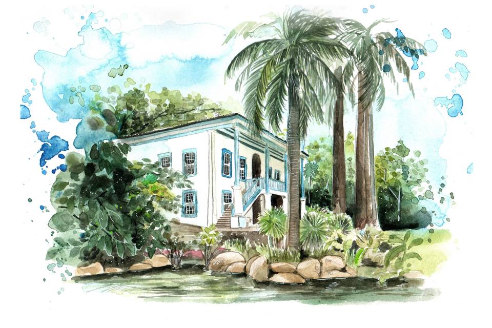 Aquarela de Paisagem Casamento