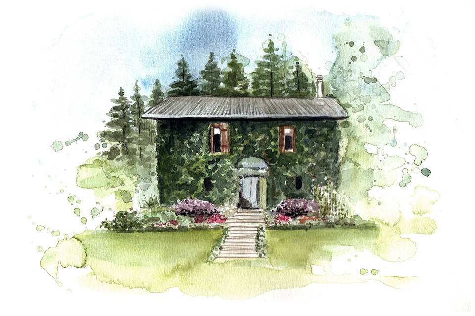 Aquarela de Paisagem Casamento