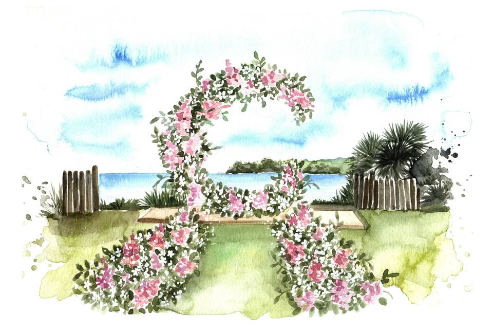 Aquarela de Paisagem Casamento