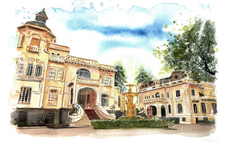 Aquarela de Paisagem Casamento