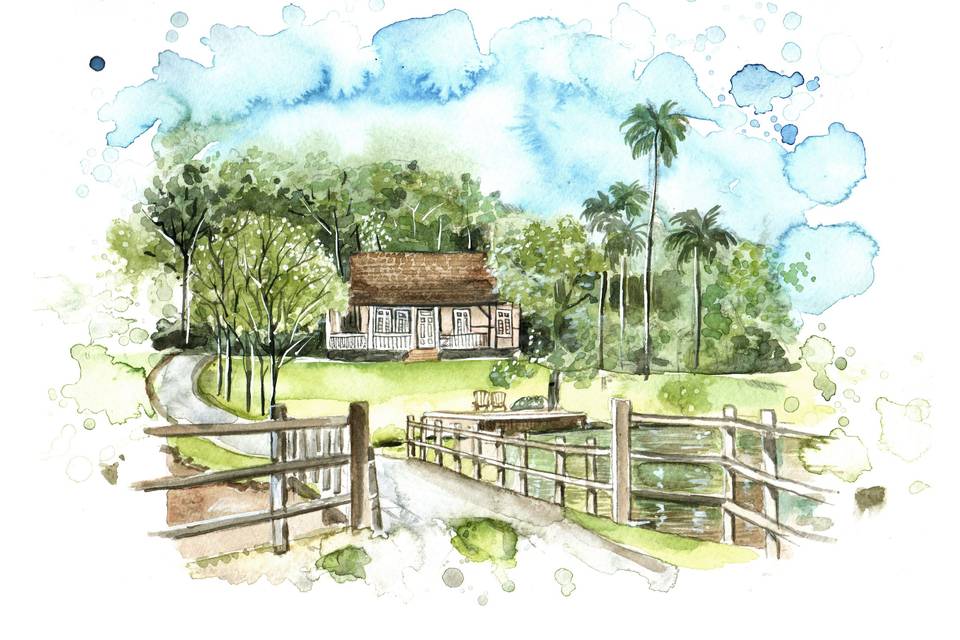 Aquarela de Paisagem Casamento