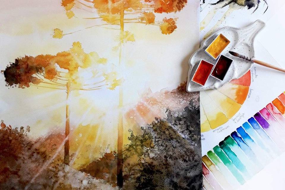 Aquarela de Paisagem Casamento