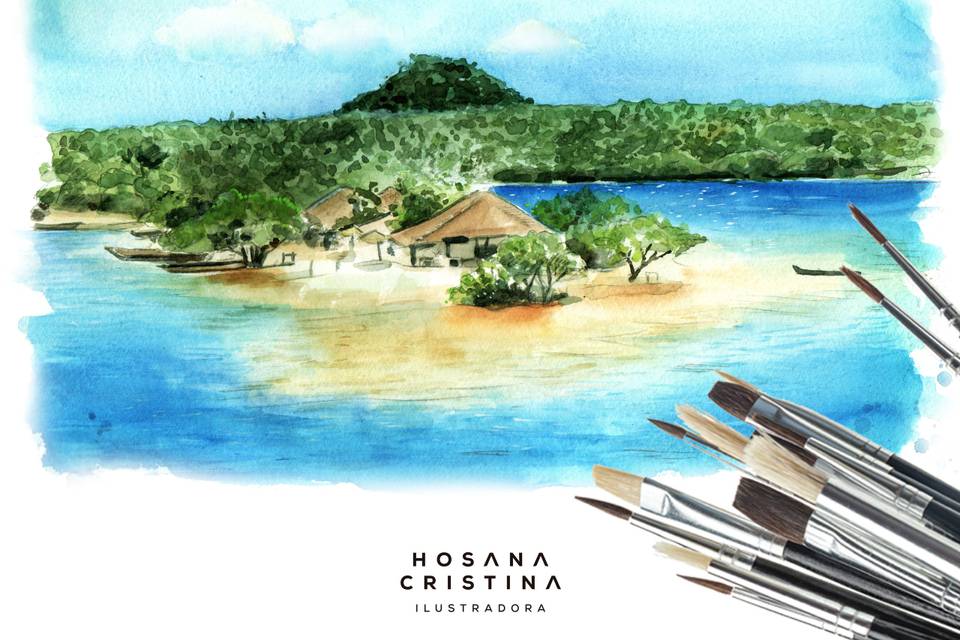 Aquarela de Paisagem Casamento