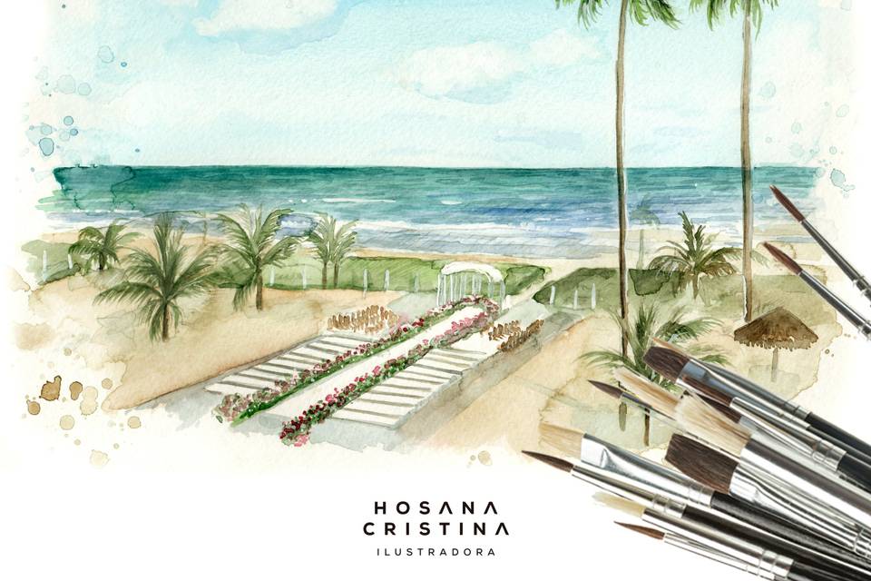 Aquarela de Paisagem Casamento