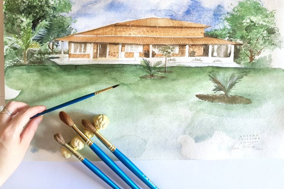 Arte de paisagem para convite