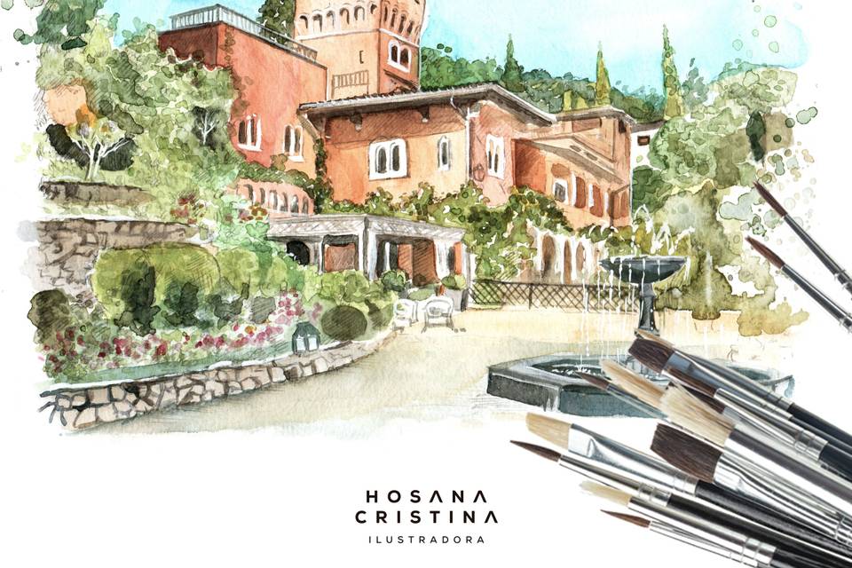 Aquarela de Paisagem Casamento