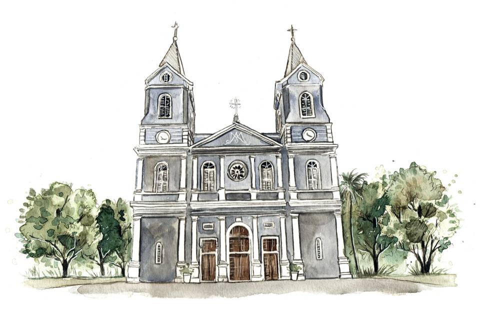 Aquarela de Paisagem Casamento