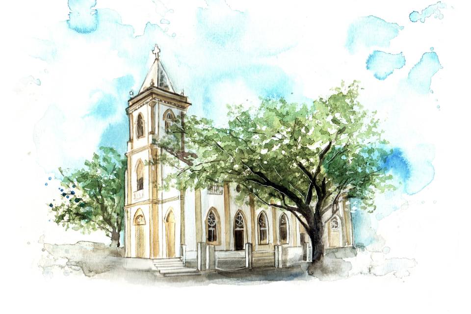 Aquarela de Paisagem Casamento